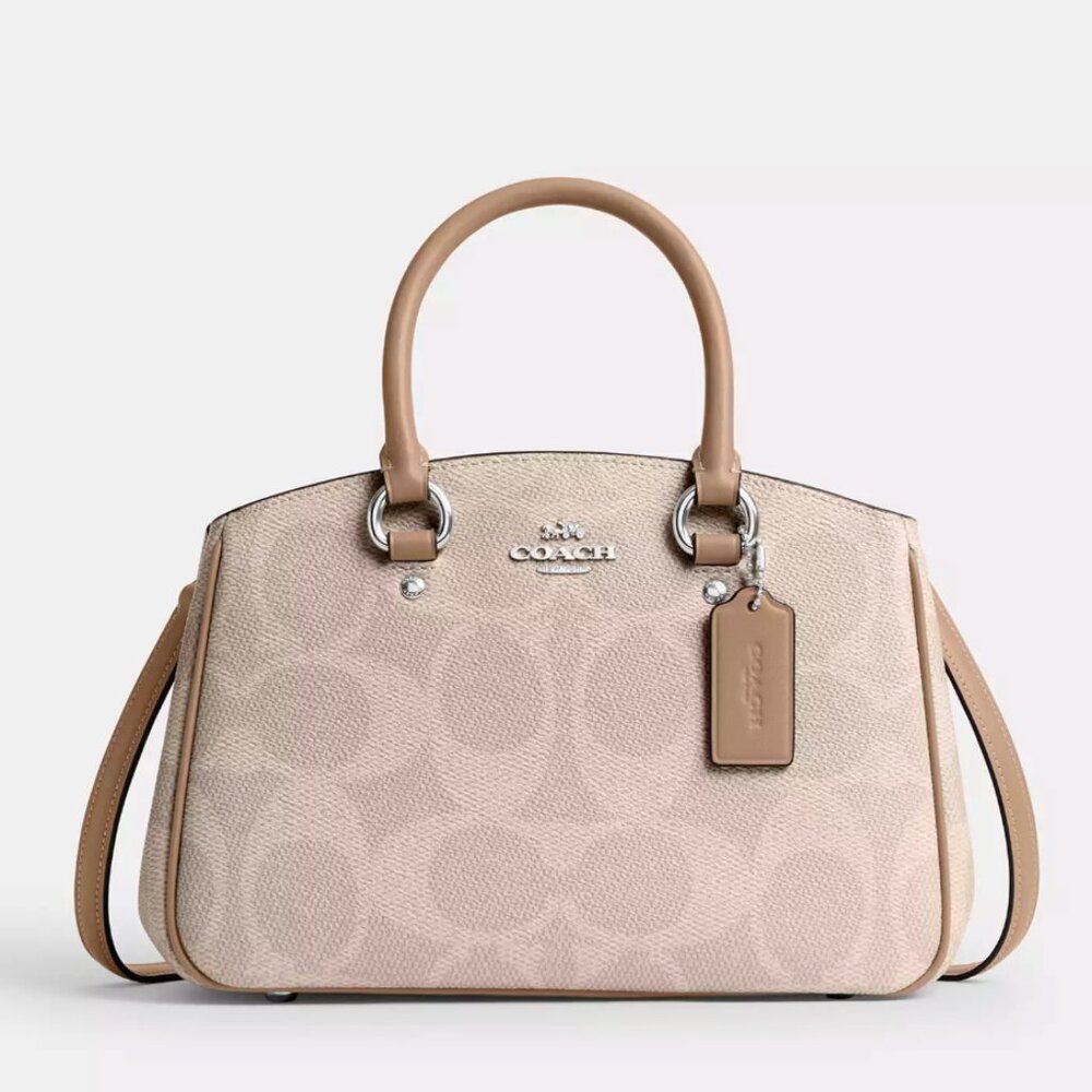 NWT COACH Savannah Small Carryall Bag In Signature Canvas -CAL53 Sand/Taupe $450